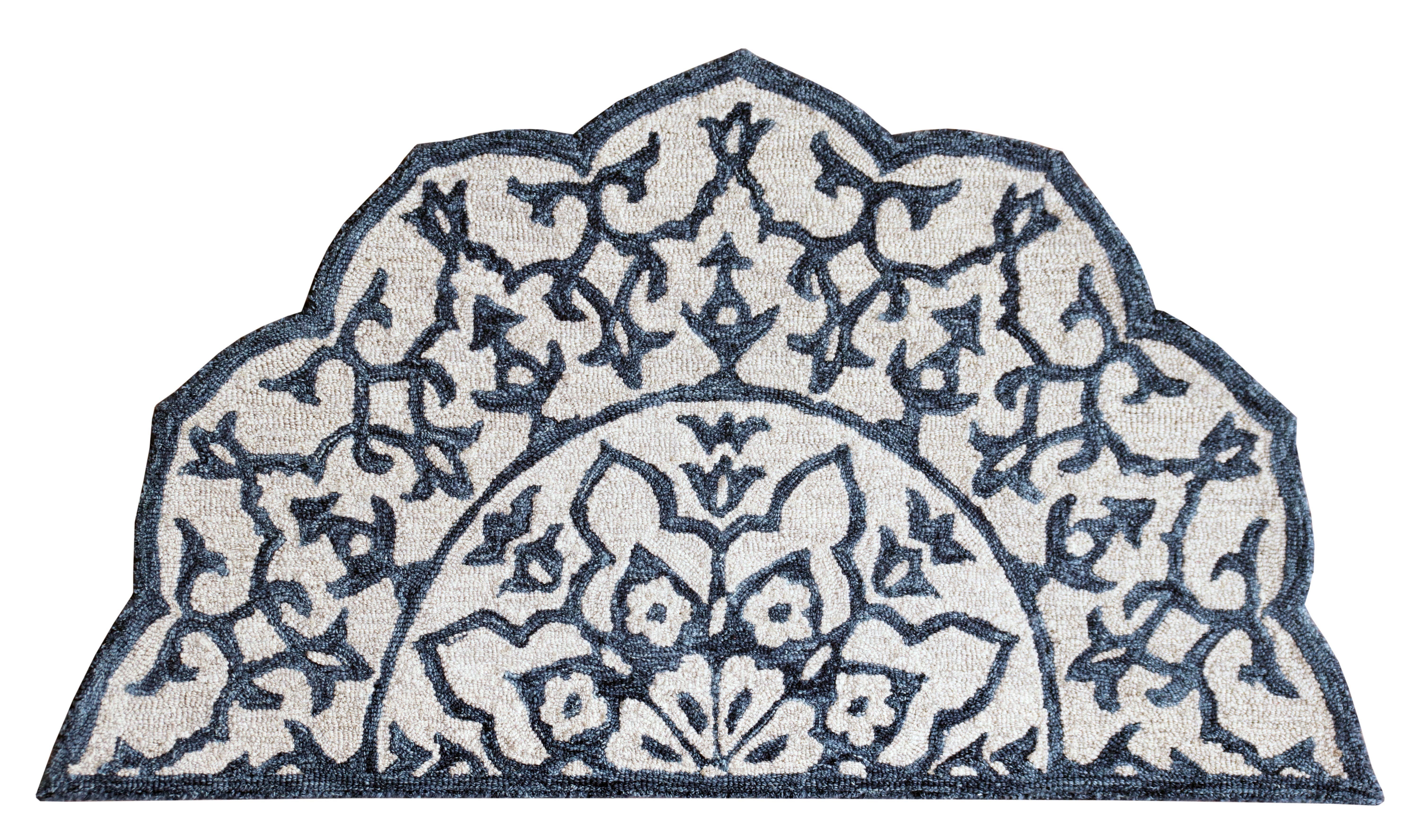 LR Home - Wholesale Area Rug - Beatrice Floral Ivory Blue Classic Round / Hearth Area Rug0