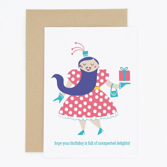 Carte d'anniversaire pour femme barbu Cirque pour la vente par Madame Annie et Fils