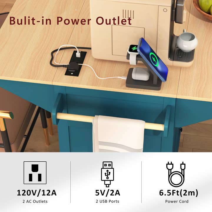 HOMYCASA DESIGN INC - Wholesale Kitchen Storage/Organizer - Large Kitchen Island Rolling Cart with Drop Leaf Storage7