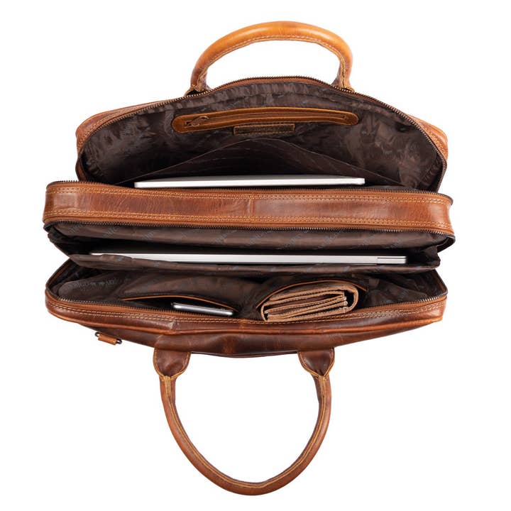 Arrigo – Engroshandel Laptoptaske - Unisex – Laptop Taske 17 Tommer Brun Læder - Laptop Taske 15,6