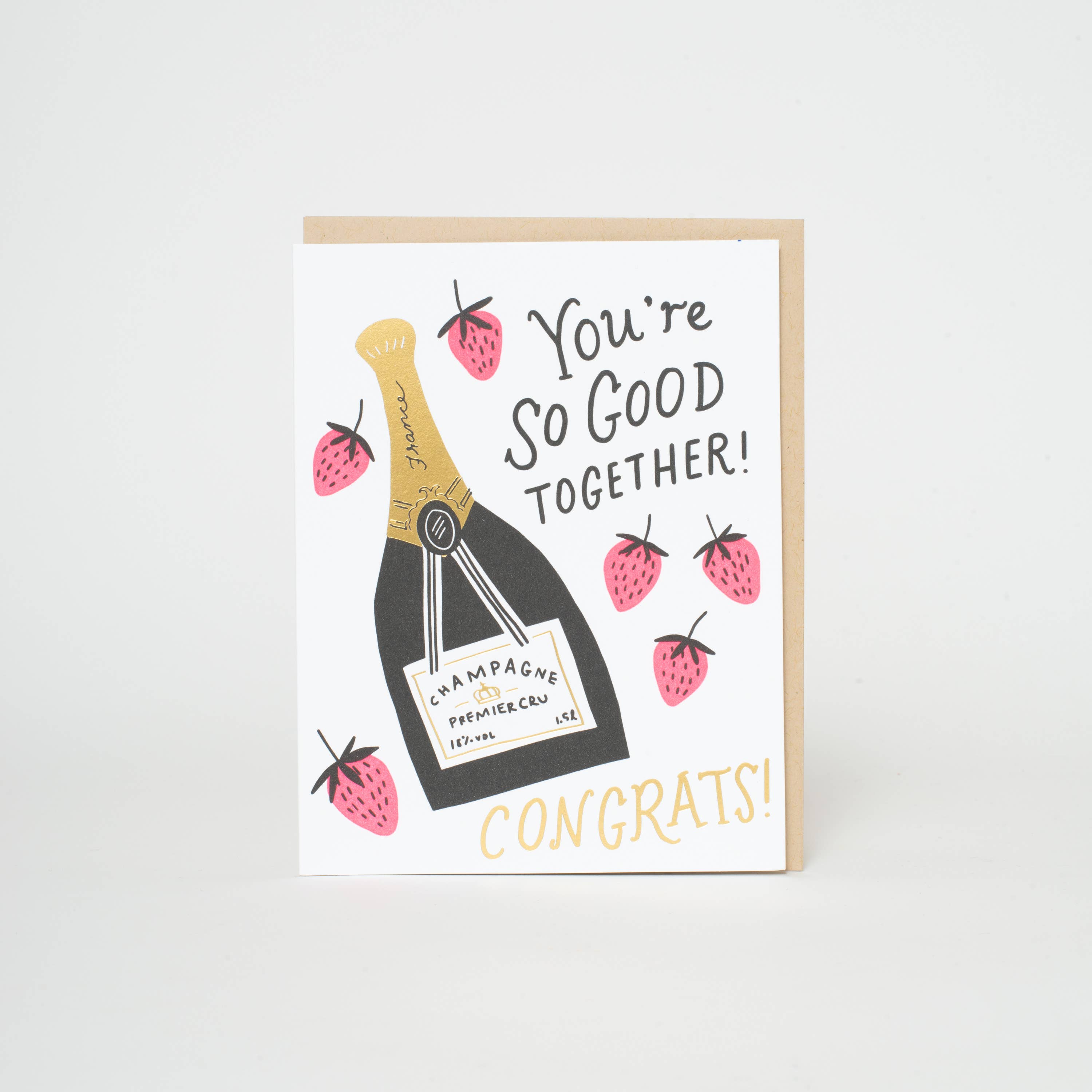 Egg Press Manufacturing - Wholesale Congratulations Card - Wedding Congrats Champagne Letterpress Greeting Card by Hello!Lucky1