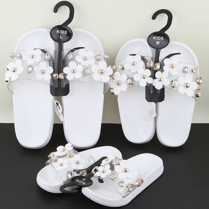 3AM BY H&D ACCESSORIES – wholesale Tofflor - Barn – BARN Rosa Juvelprydda Blomcharm Tofflor