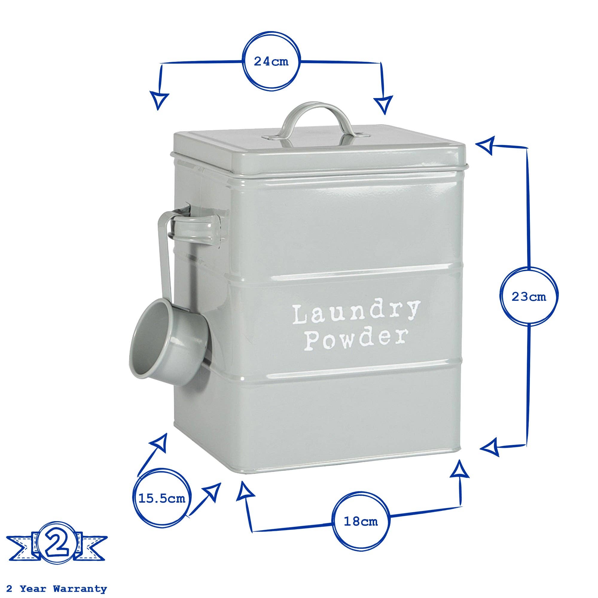 Rinkit Ltd – wholesale Handy tool – Harbour Housewares Metal Washing Powder Storage Tin - Grey7