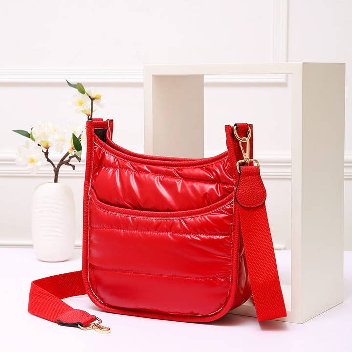 Sensibling Corp. - Wholesale Crossbody Bag - Women's - Solid Quilted Shiny Puffer Mini Crossbody Bag7