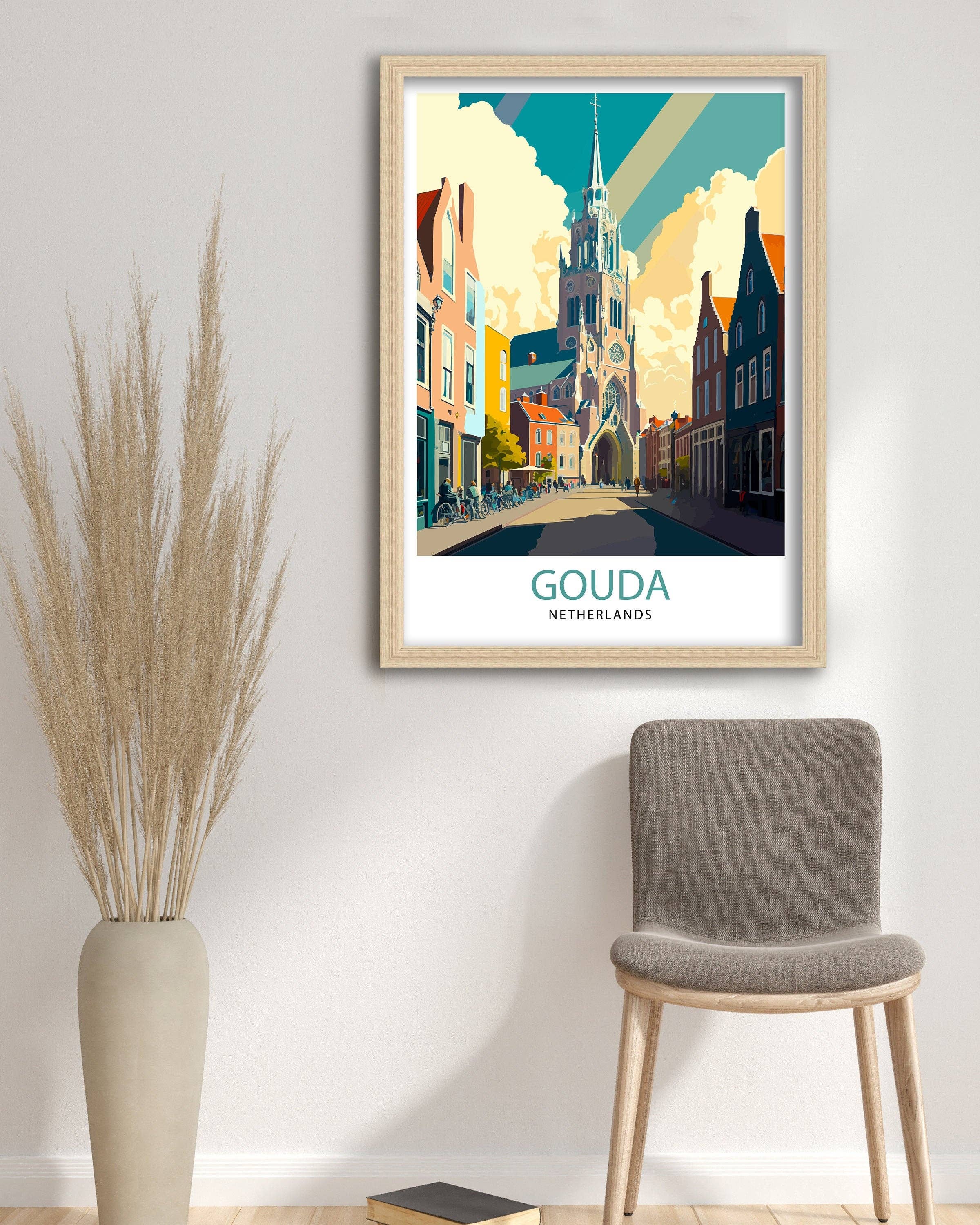 InkNPrintz – wholesale Art print – Gouda Netherlands Trave Poster Gouda Wall Art Gouda Home Decor Gouda Illustration Gouda Poster Gouda Gift Netherlands Travel Poster1
