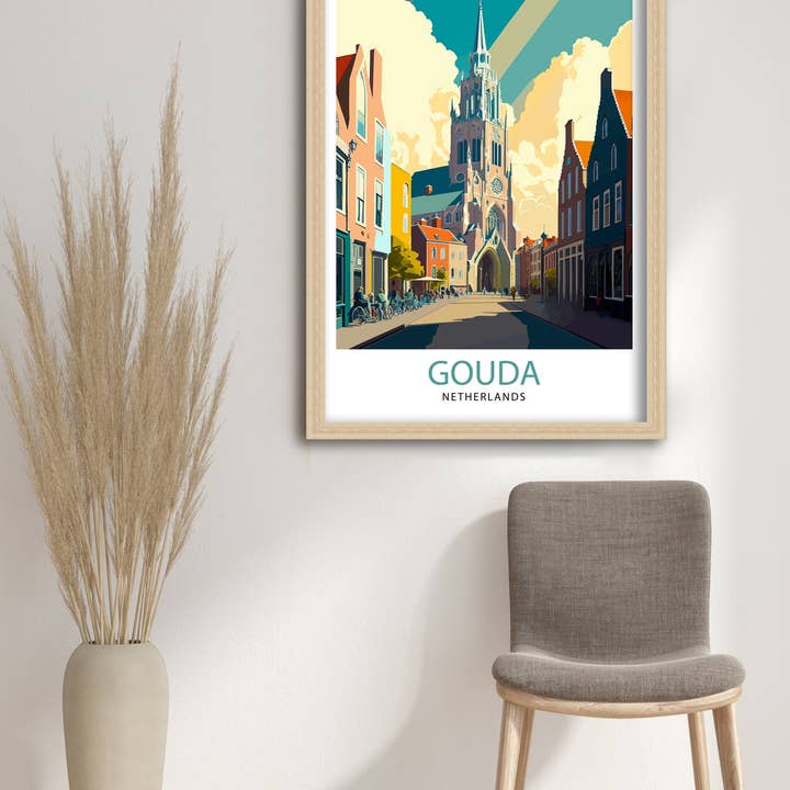 InkNPrintz – wholesale Art print – Gouda Netherlands Trave Poster Gouda Wall Art Gouda Home Decor Gouda Illustration Gouda Poster Gouda Gift Netherlands Travel Poster1