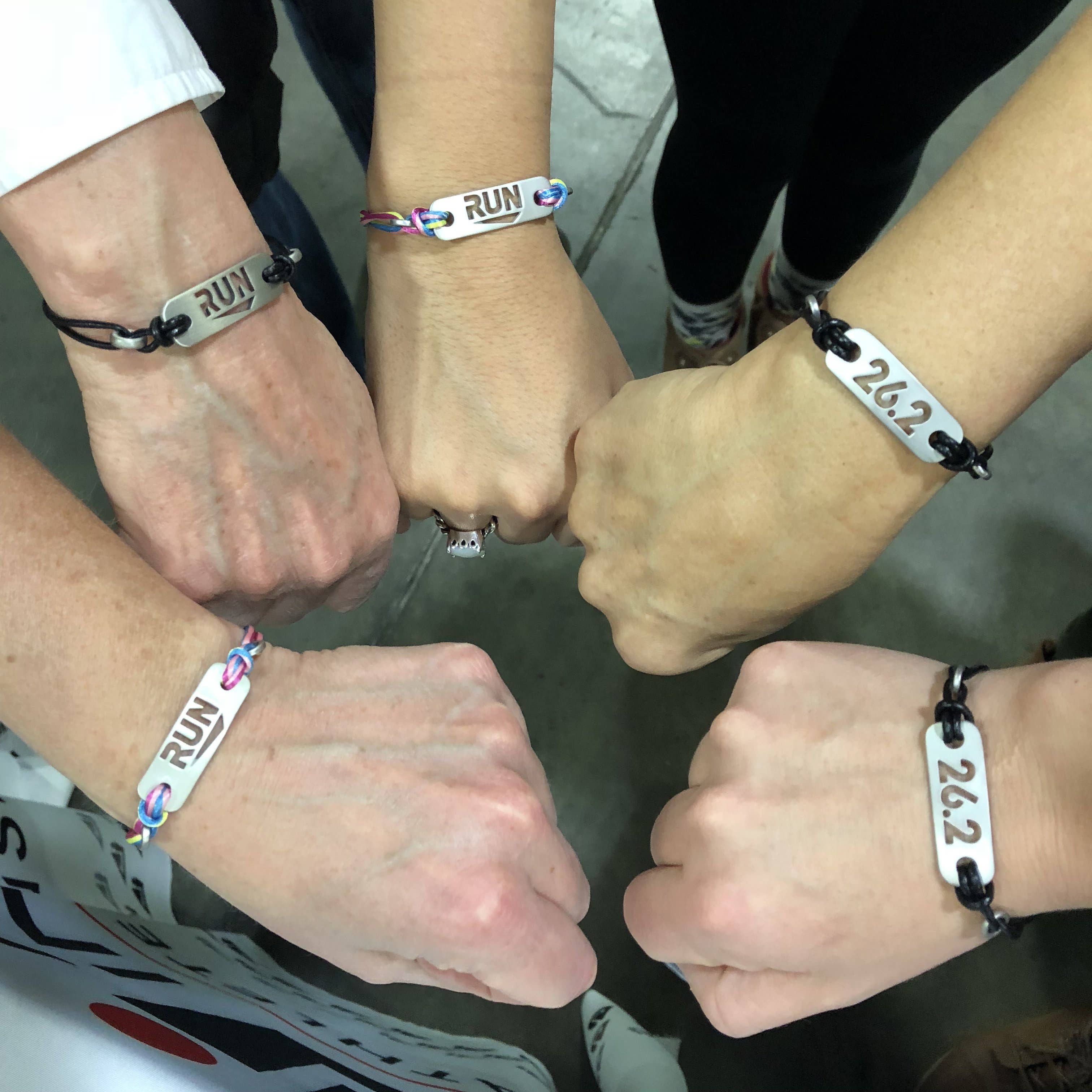 ATHLETE INSPIRED, Inc. - Wholesale Charm/Dangle Bracelet - 13.1 Half Marathon Running Bracelet - Black or Pink Leather3