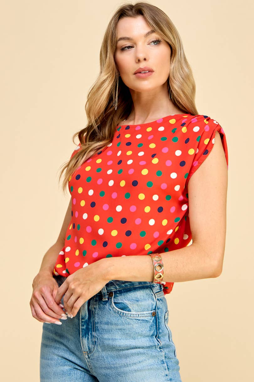 IST1293A Eos Polkadot Blouse Orange for wholesale on Faire8