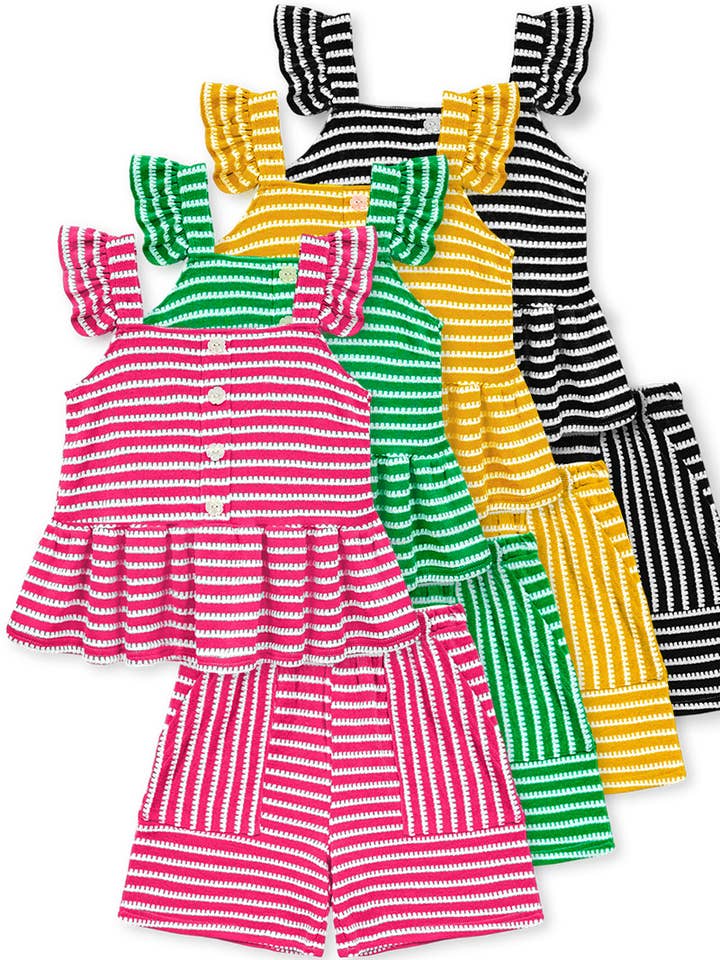 Conjunto de 2 piezas a rayas para niña GKSS-Q25-3338B para venta al por mayor de Cutie Patootie Clothing