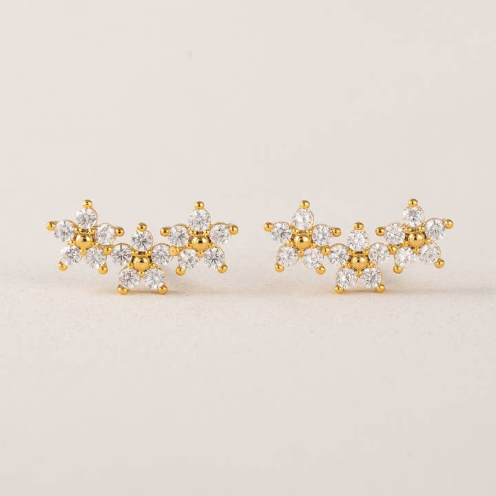 Blossom klättrande örhängen | Blomformade CZ-klättrare | Blomörhängen för wholesale av Lover's Tempo Jewelry