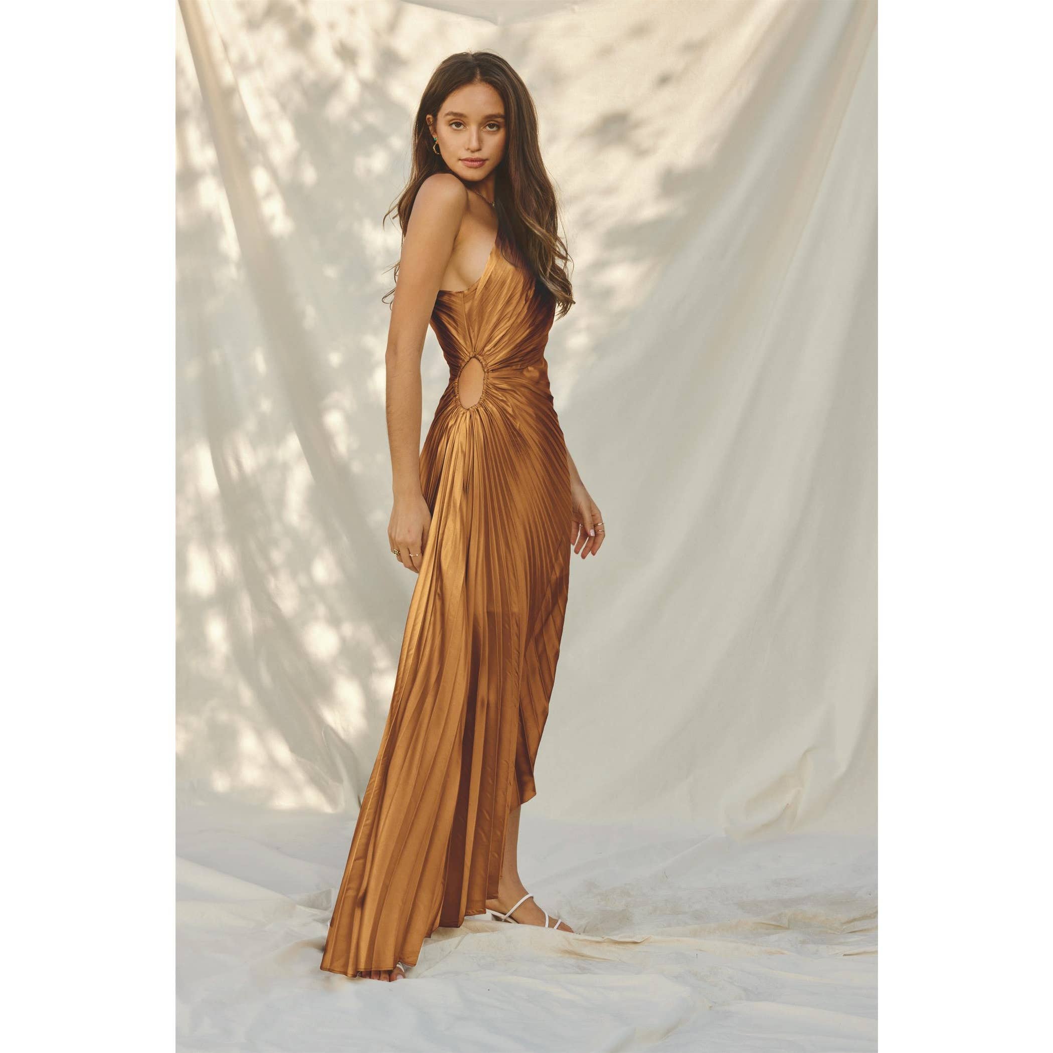 Dress Forum - Wholesale Dress - Women's - Olympia Asymmetrical Pleated Maxi Dress53