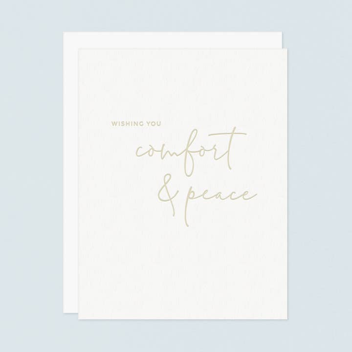 Comfort and Peace Letterpress Sympathy Greeting Card for wholesale by Missive