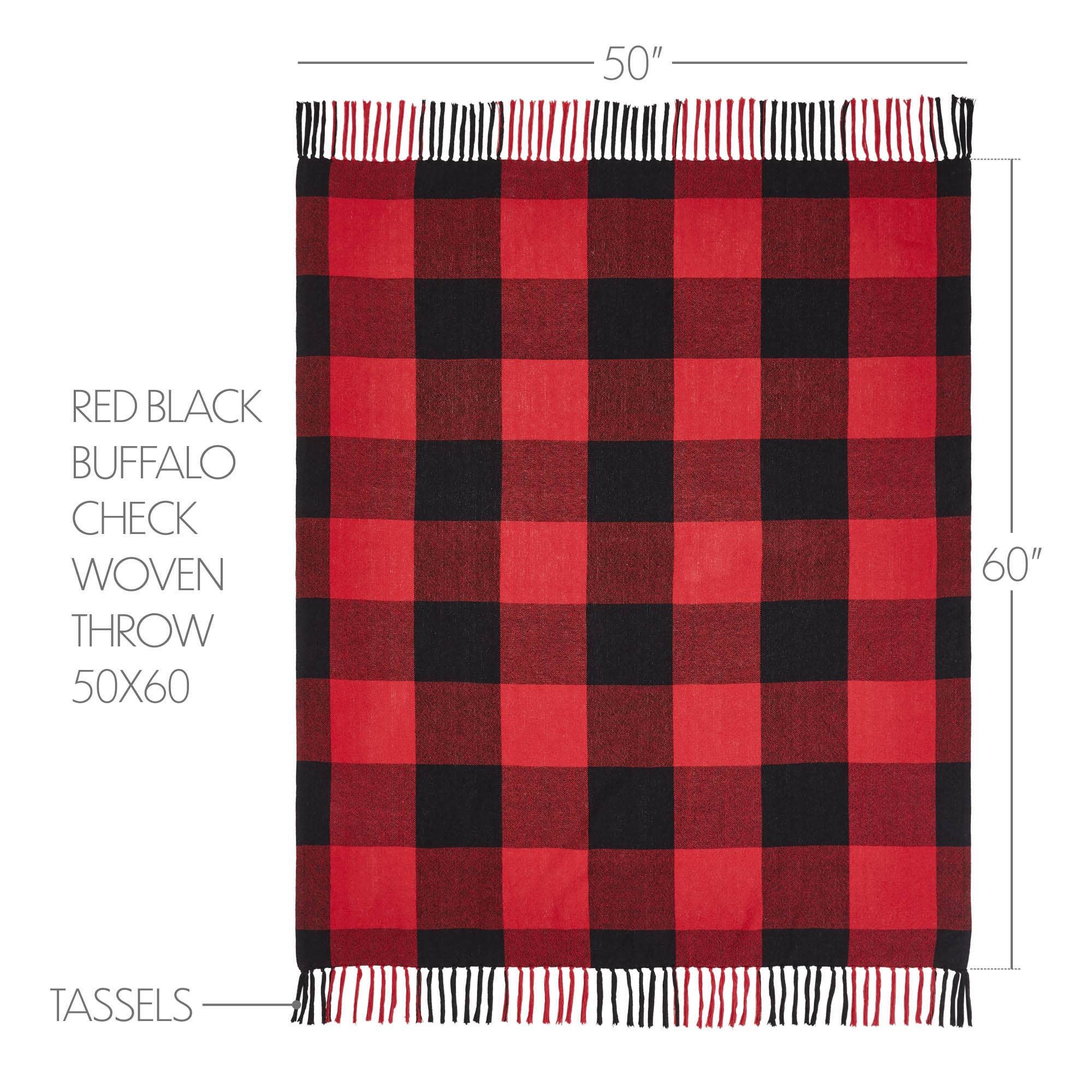 VHC Brands - Vente Plaids - Couvre-lit tissé Harper Red Black Buffalo Check 50 x 603