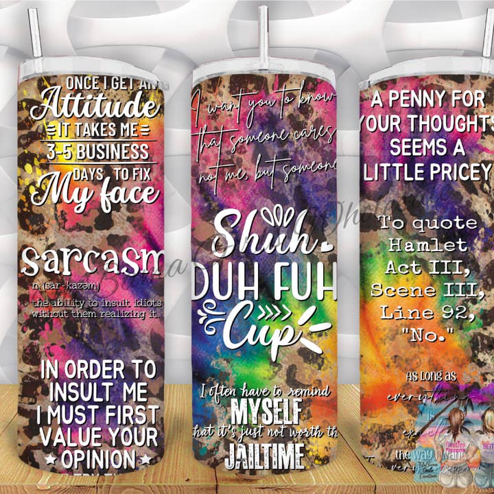 Gobelet en forme de léopard Sassy Sarcasm Affirmations pour la vente par FloBama Girls Wholesale