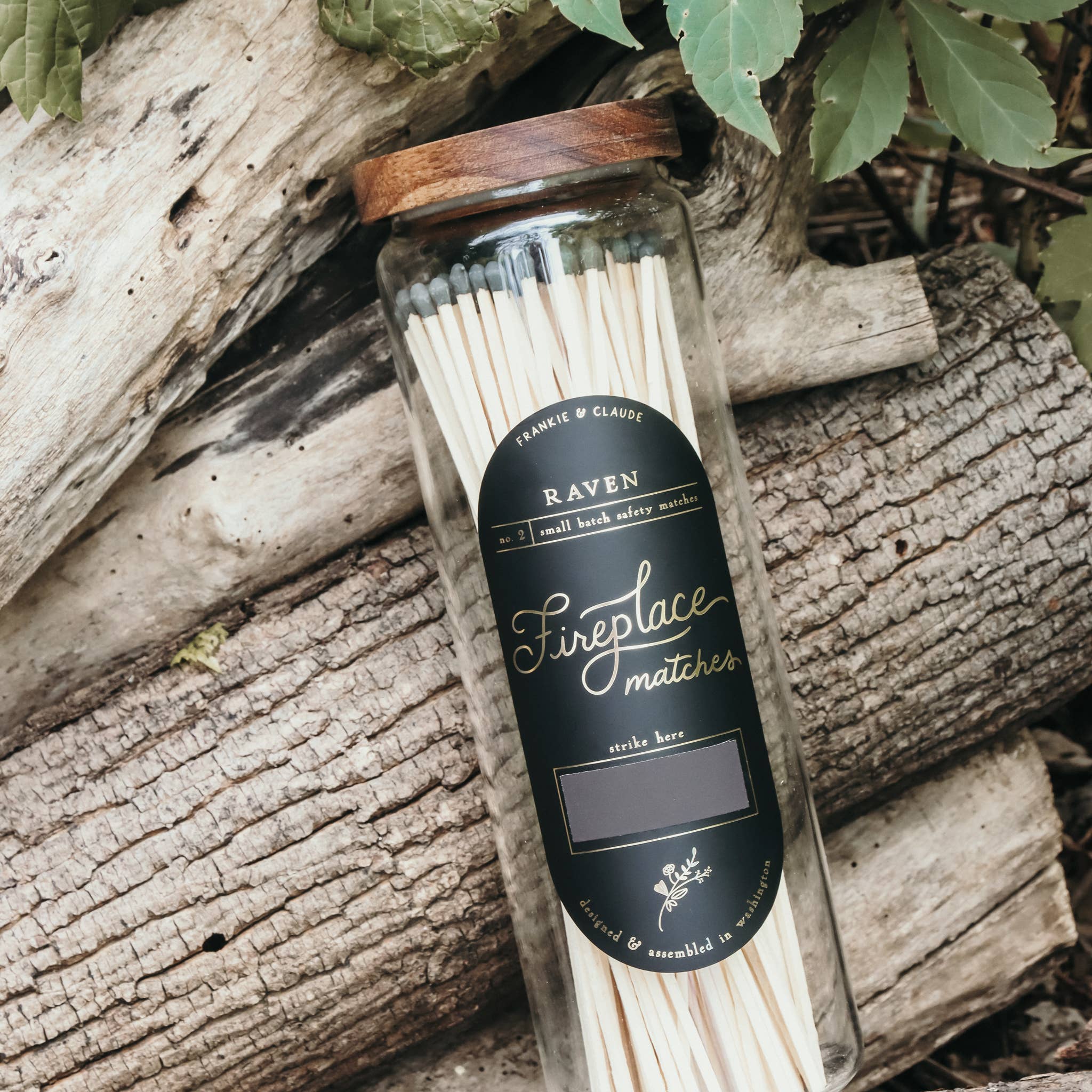 Frankie & Claude - Wholesale Matches - Black Fireplace Matches in Wood Lid Jar: Halloween decor5