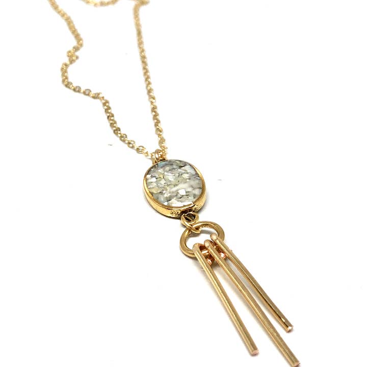 Mother of Pearl Ray Necklace for wholesale by June & Simple - by Hadas Kol