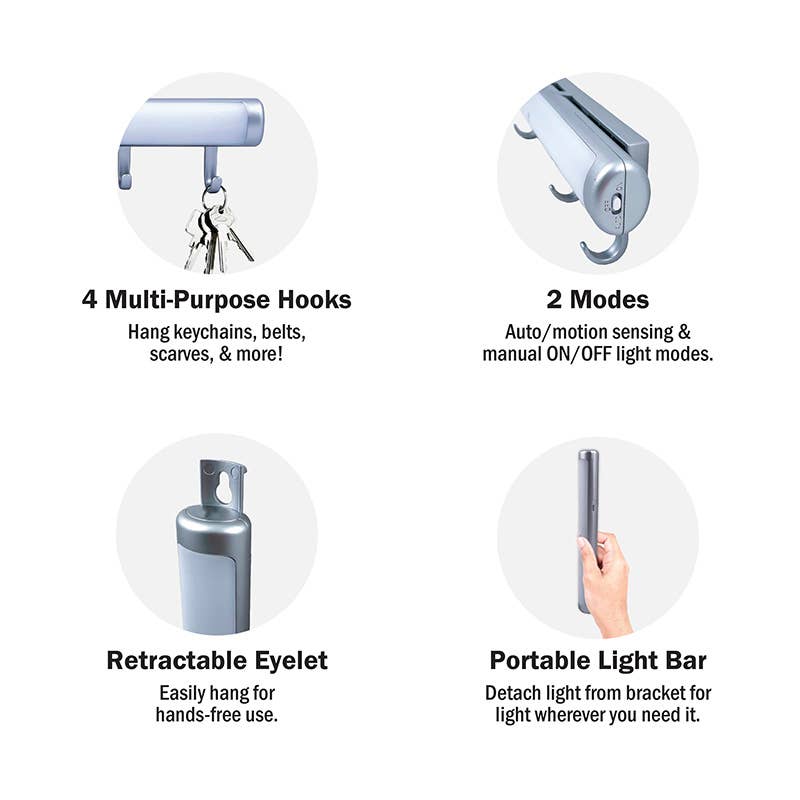 Flipo Group, Ltd. – Gancho de parede por atacado – Genesis - Porta-chaves iluminado LED ativado por movimento3