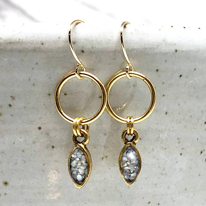 Mini Navette Earrings - Mother of Pearl for wholesale by June & Simple - by Hadas Kol