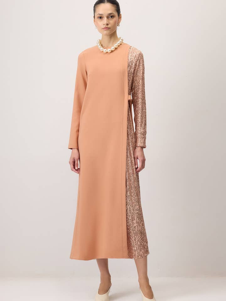 CONTRAST SEQUIN CREPE DRESS for wholesale by Touché Privé