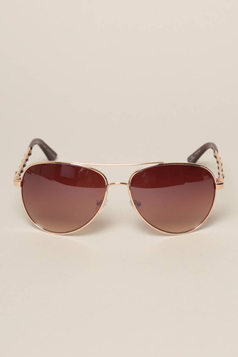  ASSORTED COLOR Women's Chain Detail Aviator Sunglasses for wholesale on Faire8
