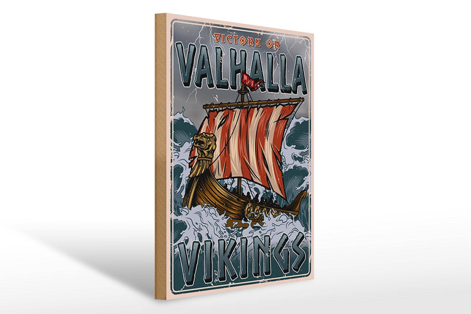 Femer - Wholesale Sign - Valhalla Vikings wooden ship sign 30x40 cm gift decoration0