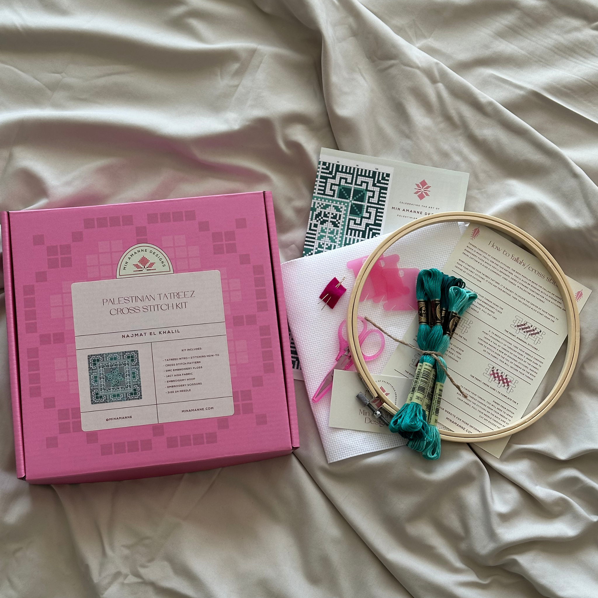 Min Amanne Tatreez Designs - Wholesale Embroidery/Cross Stitch Supplies - Najmat El Khalil Tatreez Kit1