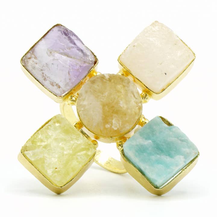 Anéis em Pedra Natural. Ajustável, feminino. por atacado de Ele Velandia