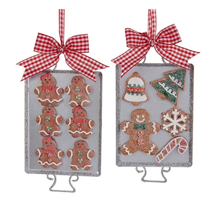 6"MET TRAY W/CLAYDGH GNGRBD ORNAMENTS 2A for wholesale by Kurt S. Adler, Inc.