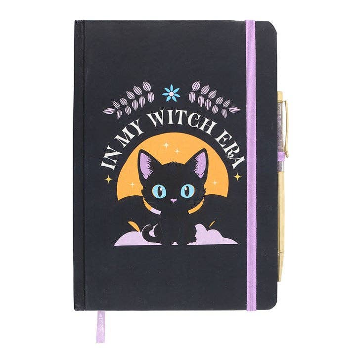 Something Different Wholesale - Wholesale Notebook - In My Witch Era Black Bat Cat A5 Notebook with Amethyst Pen1