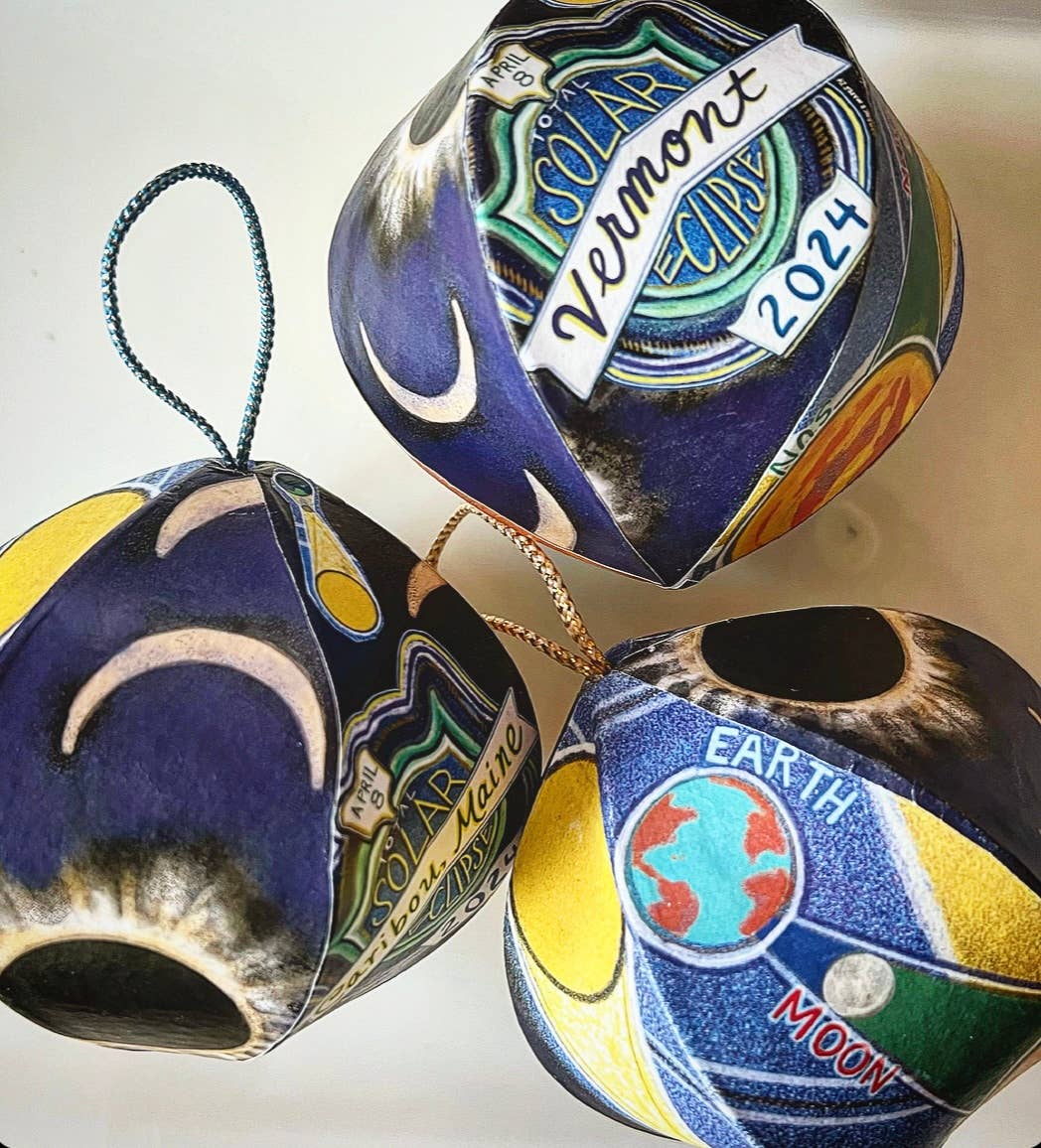 Domesticadence - Wholesale Ornament - HandDrawn 2024 Total Solar Eclipse Custom Locations Ornament5