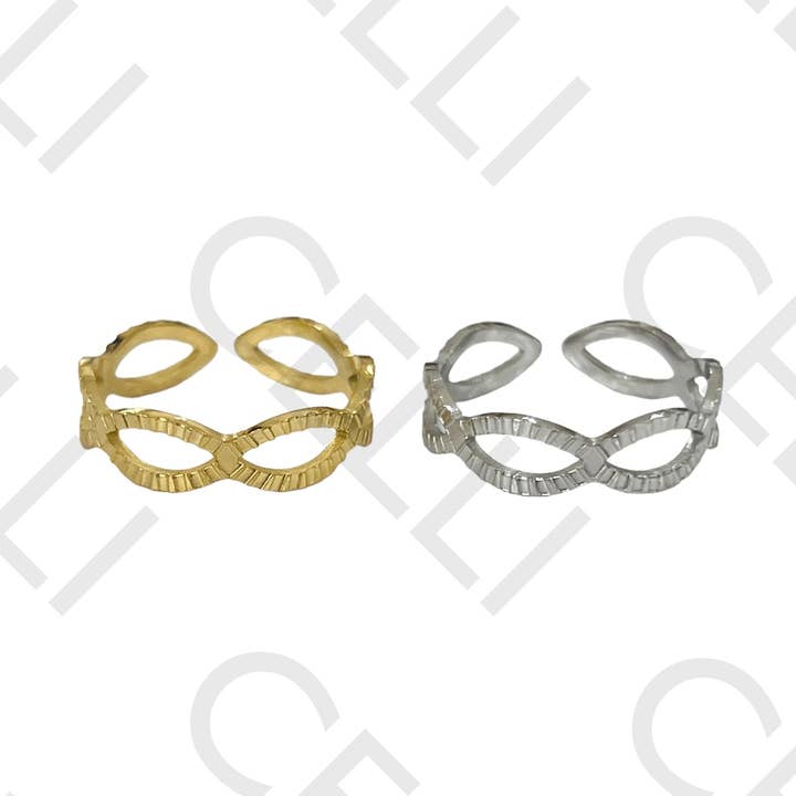 Anillo de Acero - óvalos detallados para venta al por mayor de Celli Biju