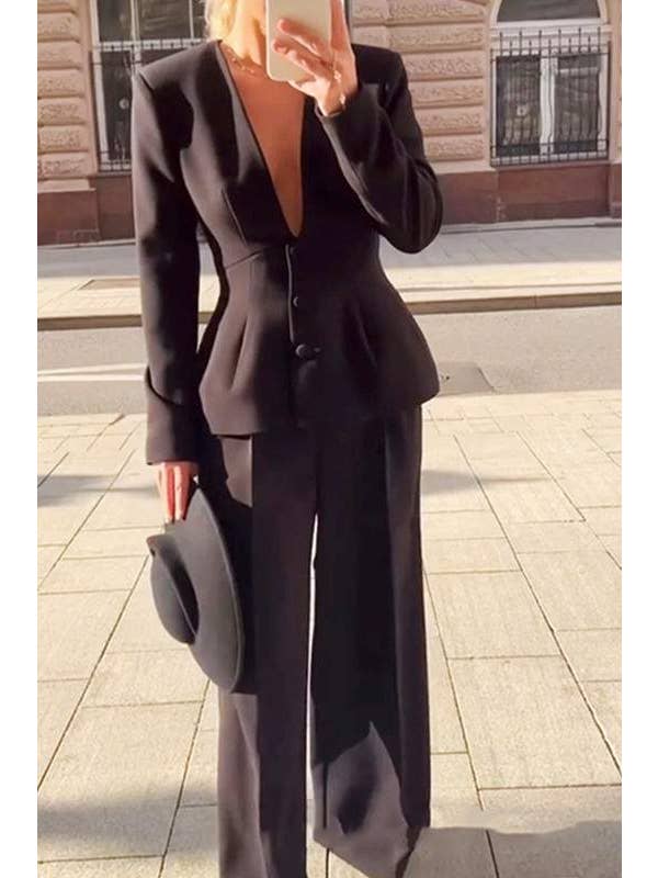 Queen Fashion - Wholesale Top & Skirt Set - Women's - fashion suit set, elegant white blazer outfit1