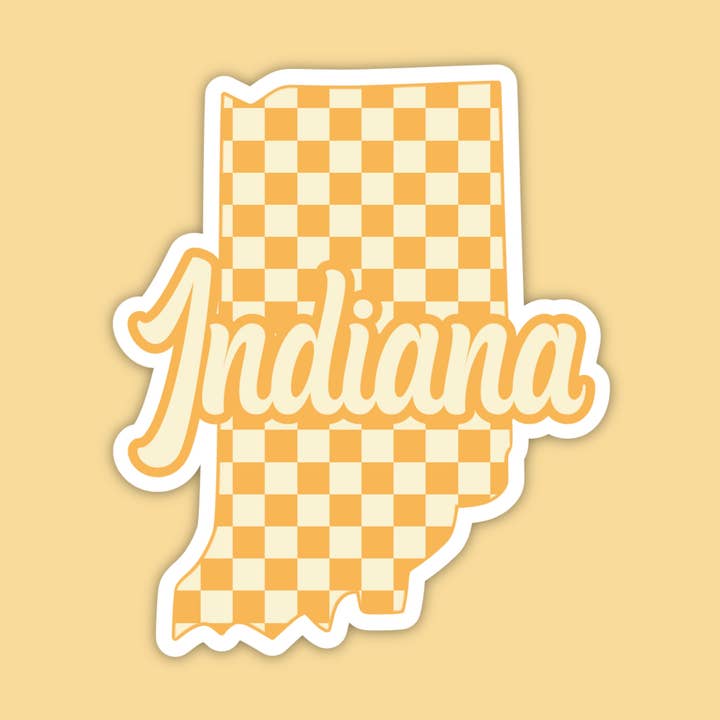 Indiana Orange Checker State Sticker for wholesale by The State Stickers