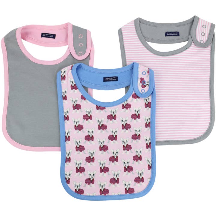 BAXTER + BAYARD Organic Cotton Baby Bibs (3-Pack) Frenchie for wholesale by Baxter+Bayard