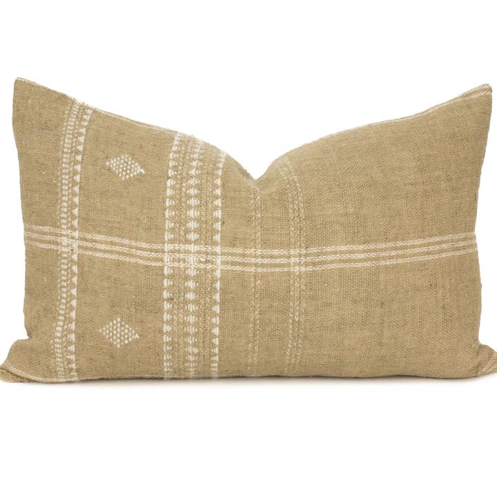 Diya Lumbar - Beige Indian Wool Pillow Cover for wholesale by Heddle & Lamm