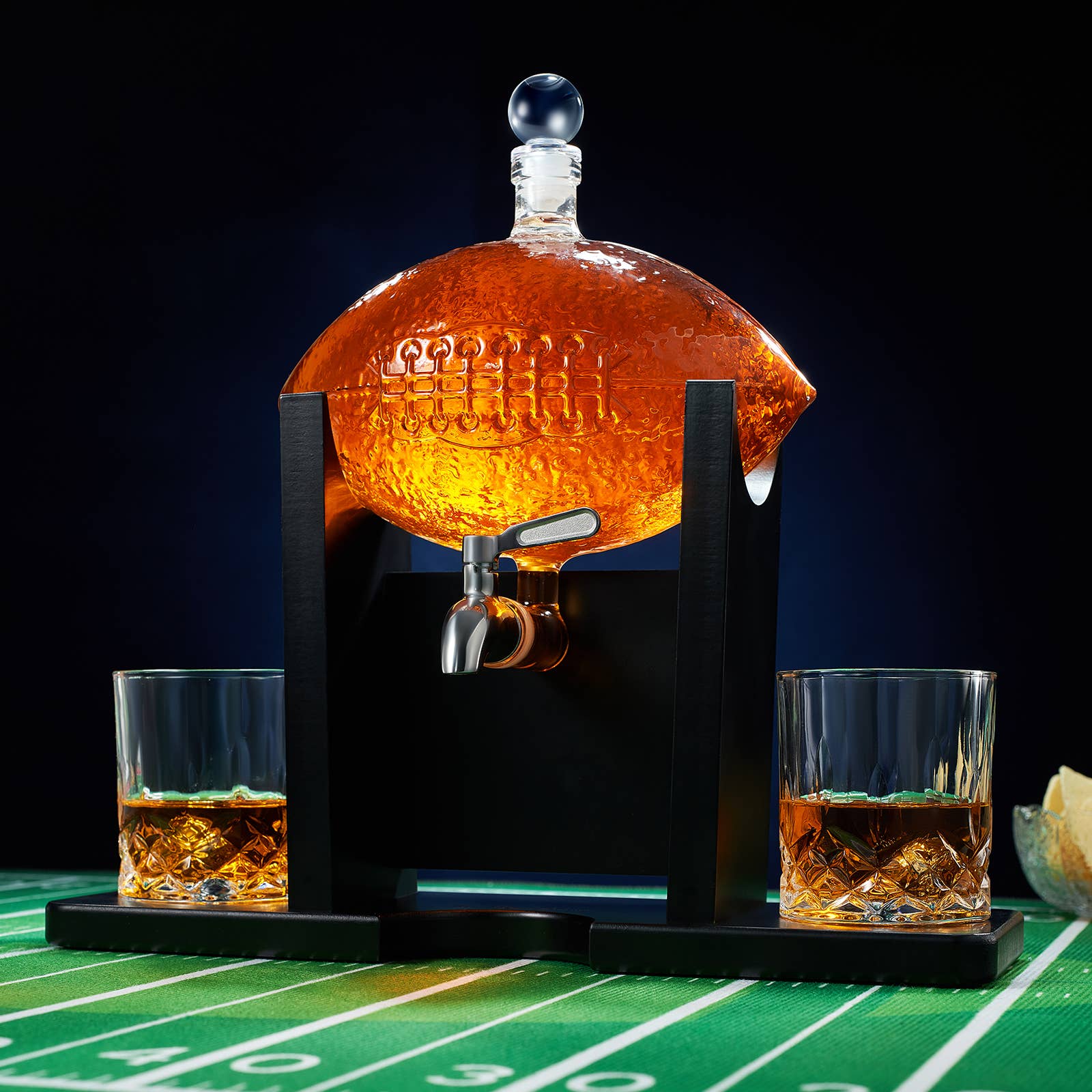 The Wine Savant /  Khen Glassware - Wholesale Decanter - Football Decanter Set with 2 Whiskey & Wine Glasses | 1400mL1