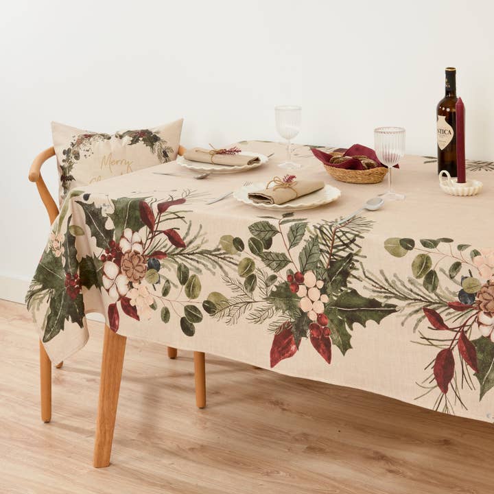 SG HOGAR - Venta al por mayor Manteles - Mantel Tacto Tela Christmas Muérdago