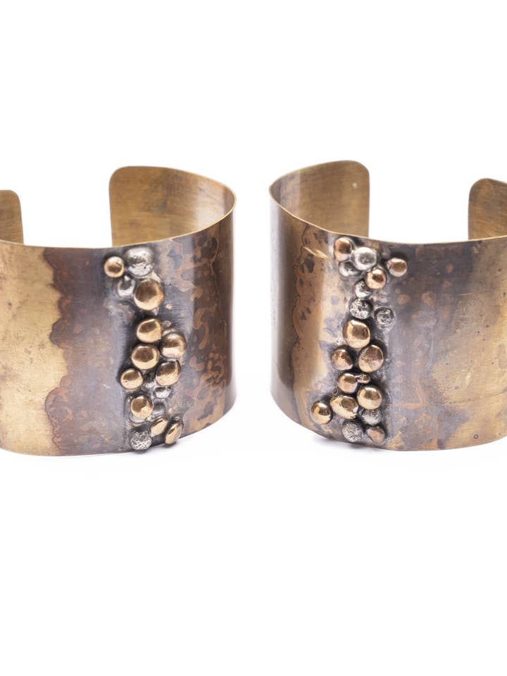 Divide Brass Bronze Recycled Silver Bronze Cuff Bracelet for wholesale by Union Studio Metals