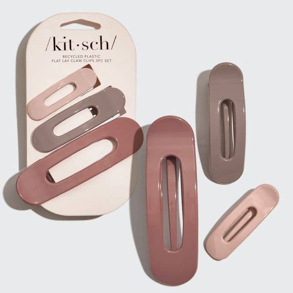 KITSCH - Wholesale Hair Clip - Women's - Flat Lay Claw Clip 3pc Flat - Ultra Glossy Terracotta