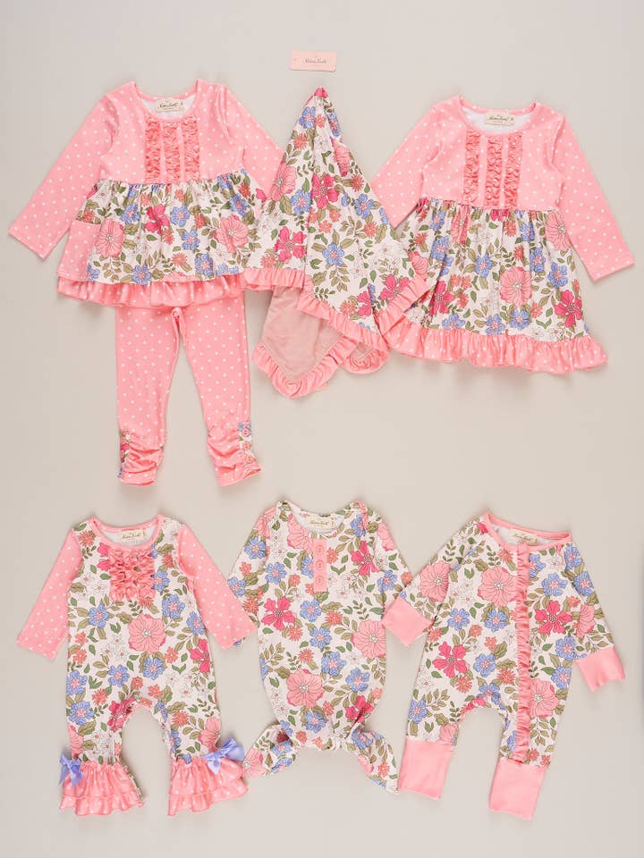 Marie Nicole Clothing - Wholesale Sleepsuit - Baby - Petal Dreams Ruffle Sleeper Pajamas4