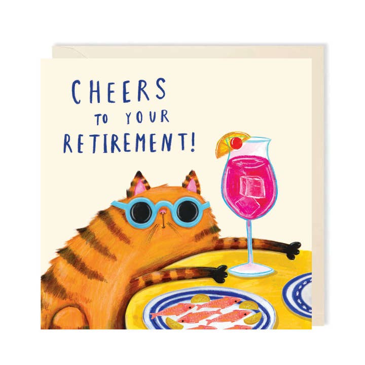 Funny Cat Retirement Card | Retirement Greeting Card Humour for wholesale by Charley Rabbit Cards