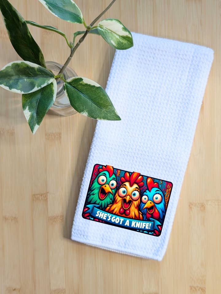 Tea Towel Waffle Fabric Kitchen Sarcastic Funny 16" x 24" for wholesale by Creations by Terra