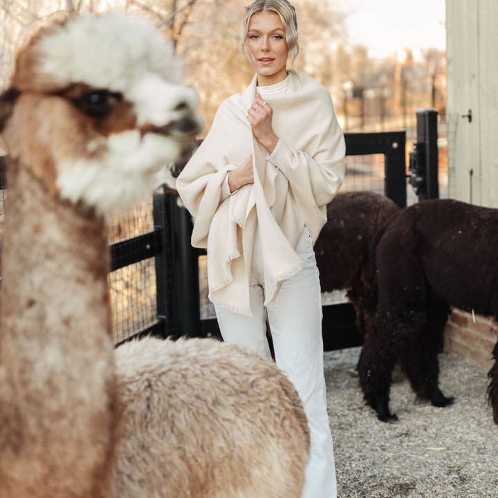 Alpaca Oversized Scarf – Sand for wholesale by Cocún