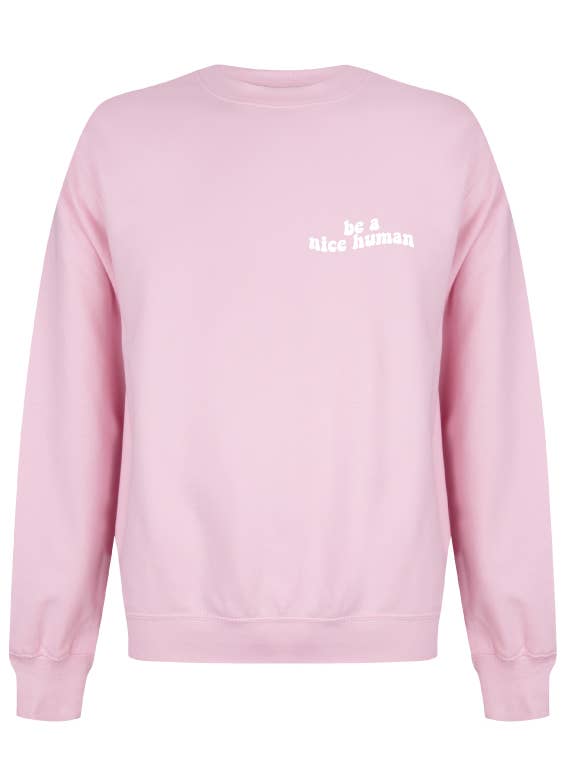 Suéter BE A NICE HUMAN rosa suave por atacado de Bad Habits Girls Club