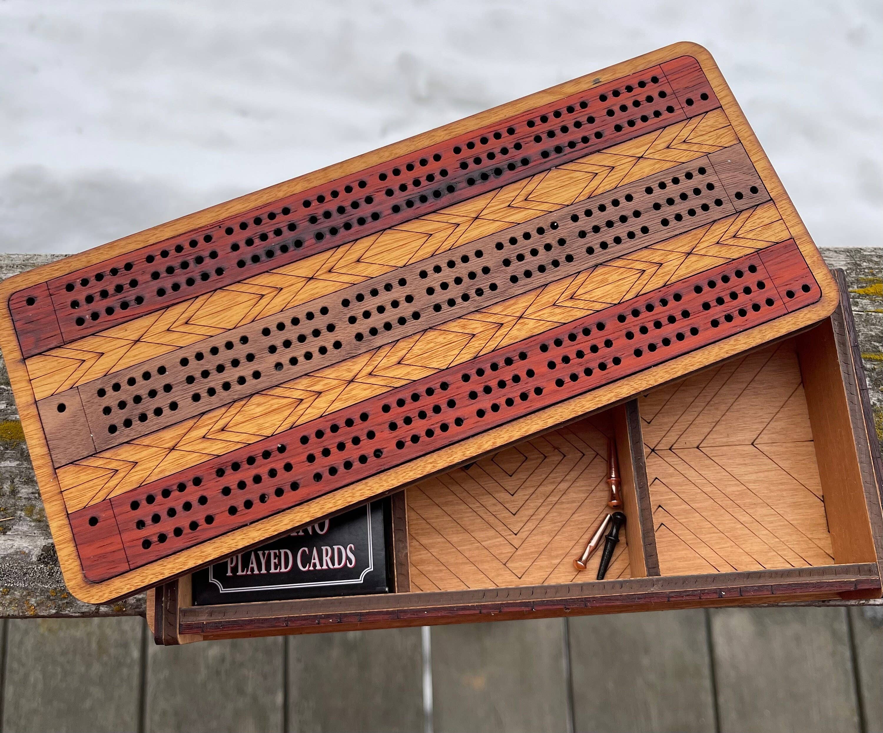 Through The Fire Design - Wholesale Board Game - Wooden Cribbage Board Game, Exotic Hardwood Inlay , Father’s3