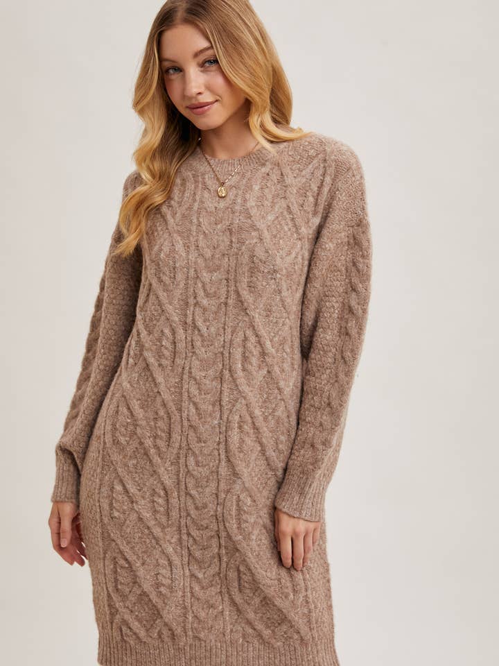 Bluivy - Wholesale Dress - Women's - CABLE KNIT SWEATER MIDI DRESS13