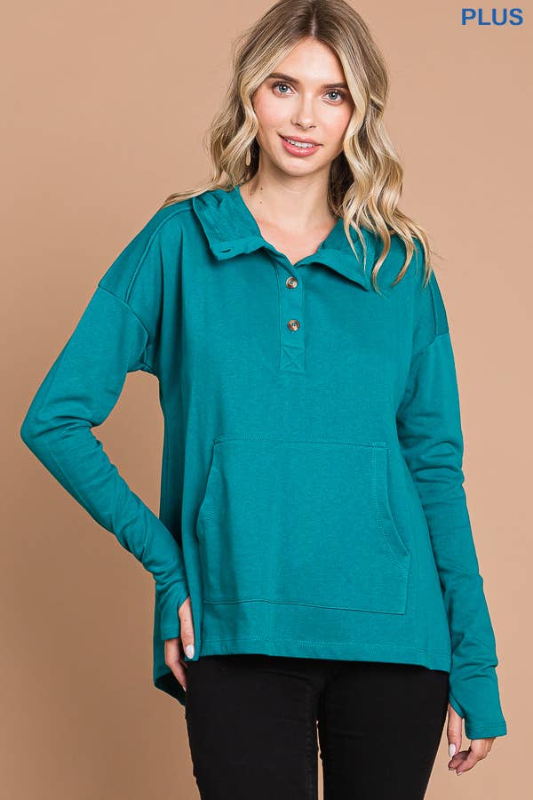 Culture Code - Vente Haut en maille – femme - CFH1935LX - HAUT À CAPUCHE ÉVASÉ SURDIMENSIONNÉ AVEC OURLET HAUT ET BAS6