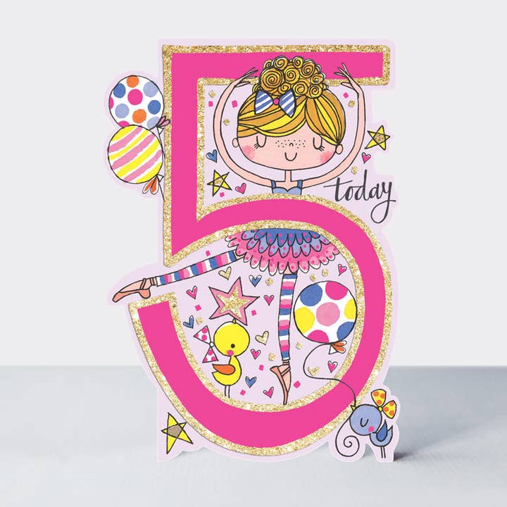 Kleine Lieblinge - Geburtstagskarte für 5-jährige Ballerina für den Großhandel von Rachel Ellen Designs