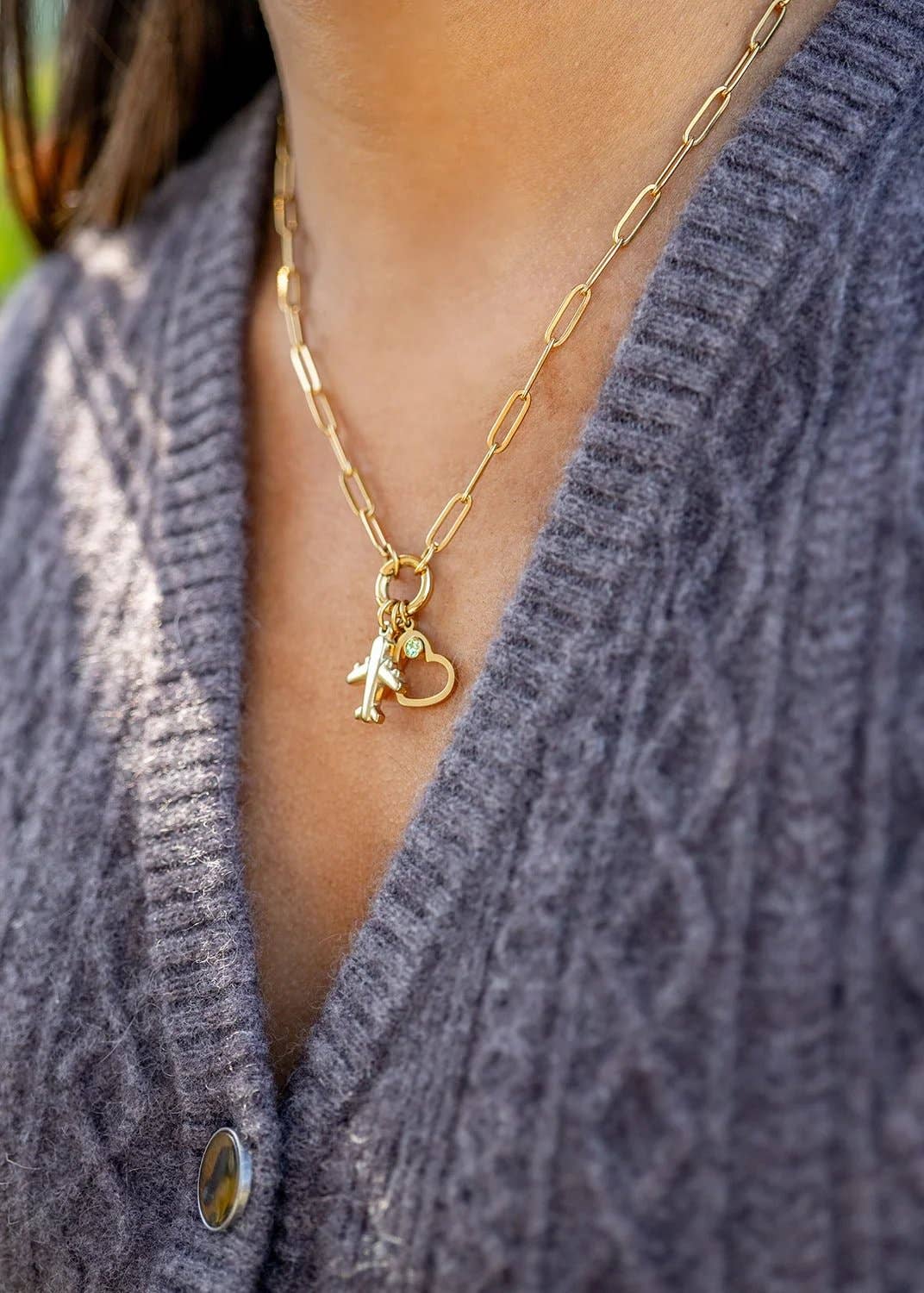 WJW - Wholesale Pendant/Charm Necklace - Stainless Steel Paperclip Carabiner Charm Holder Necklace11