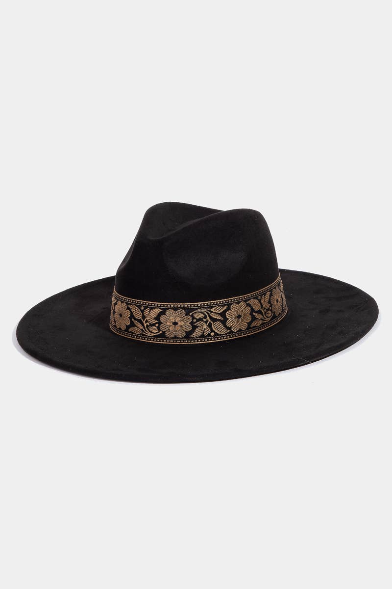 Collections by Fame Accessories – Fedora - Mulher por atacado – Chapéu Fedora com Laço de Fita Floral7